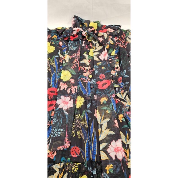 Gracia Womens Tiered Dress Floral Sheer Black Bloomcore Fairy Whimsy Small - Picture 11 of 16